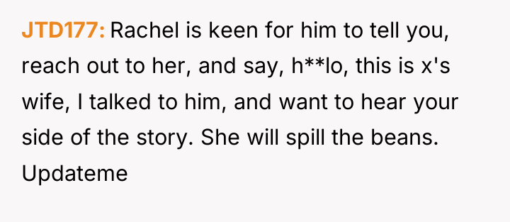 JTD177 Rachel is keen for him to tell you, reach...