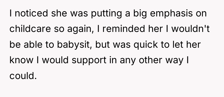 I noticed she was putting a big emphasis on childcare...