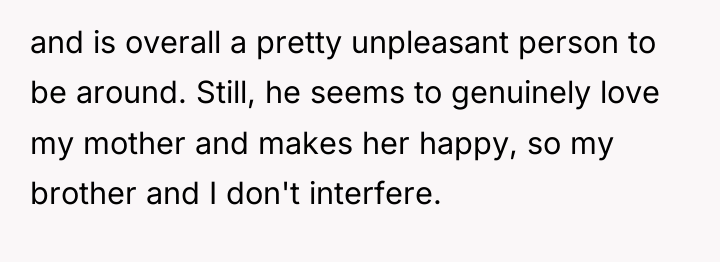 and is overall a pretty unpleasant person to be around....