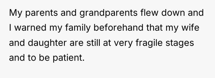 My parents and grandparents flew down and I warned my...