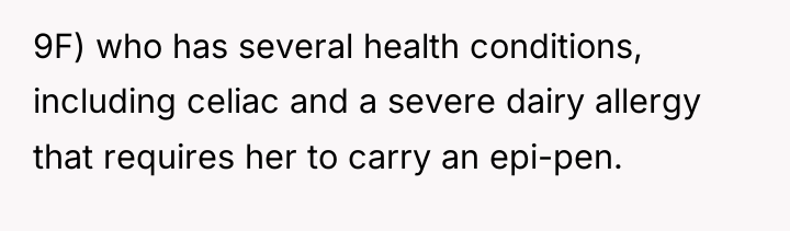 9F) who has several health conditions, including celiac and a...