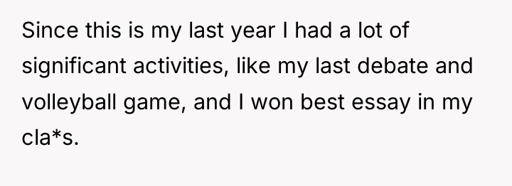 Since this is my last year I had a lot...