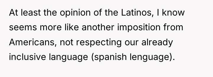 At least the opinion of the Latinos, I know seems...