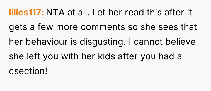 lilies117 NTA at all. Let her read this after it...