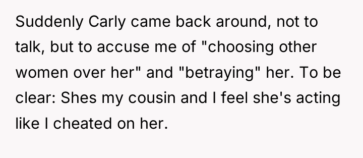 Suddenly Carly came back around, not to talk, but to...