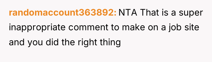 randomaccount363892 NTA That is a super inappropriate comment to make...