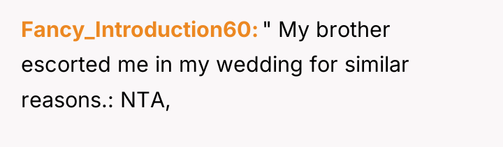 Fancy_Introduction60 " My brother escorted me in my wedding for...