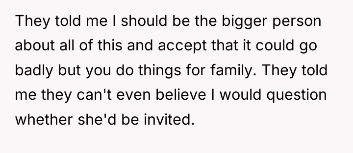 They told me I should be the bigger person about...