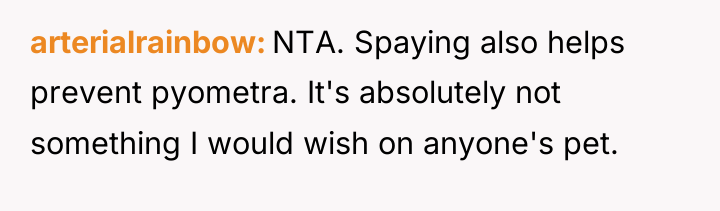 arterialrainbow NTA. Spaying also helps prevent pyometra. It's absolutely not...