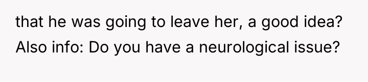 that he was going to leave her, a good idea?...