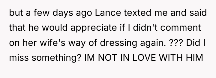 but a few days ago Lance texted me and said...