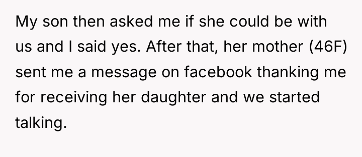 My son then asked me if she could be with...