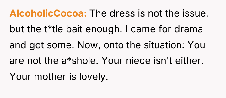 AlcoholicCocoa The dress is not the issue, but the t*tle...