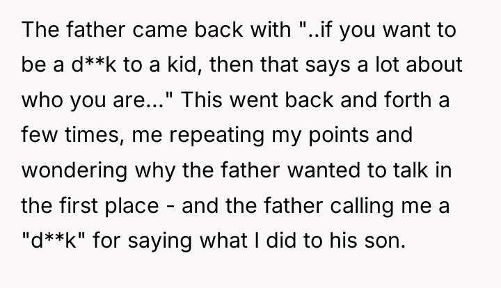 The father came back with "..if you want to be...