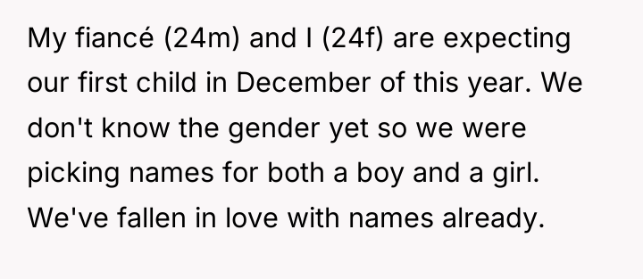 My fiancé (24m) and I (24f) are expecting our first...