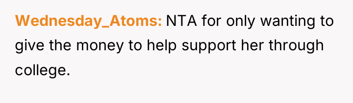 Wednesday_Atoms NTA for only wanting to give the money to...