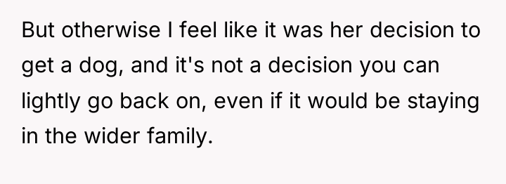 But otherwise I feel like it was her decision to...