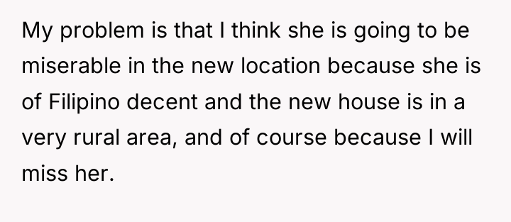 My problem is that I think she is going to...