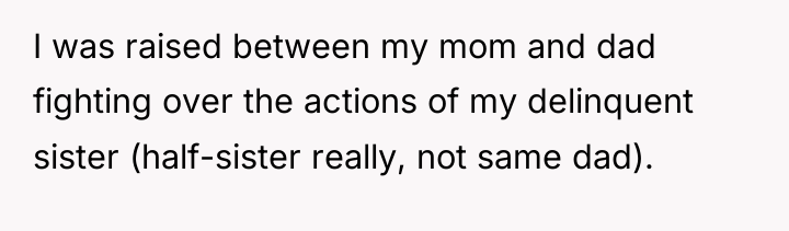 I was raised between my mom and dad fighting over...