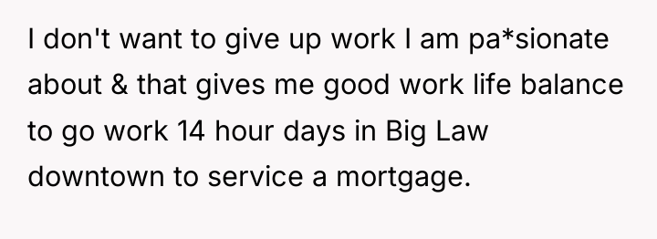 I don't want to give up work I am pa*sionate...