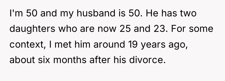 I'm 50 and my husband is 50. He has two...