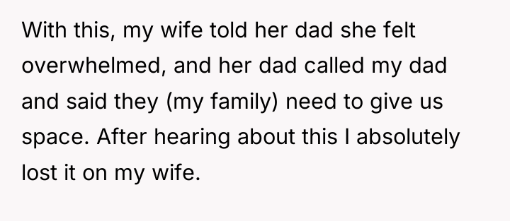 With this, my wife told her dad she felt overwhelmed,...