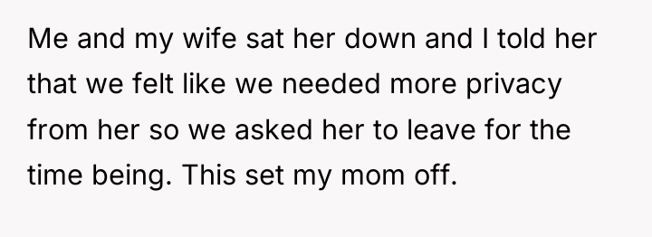 Me and my wife sat her down and I told...