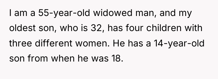 I am a 55-year-old widowed man, and my oldest son,...