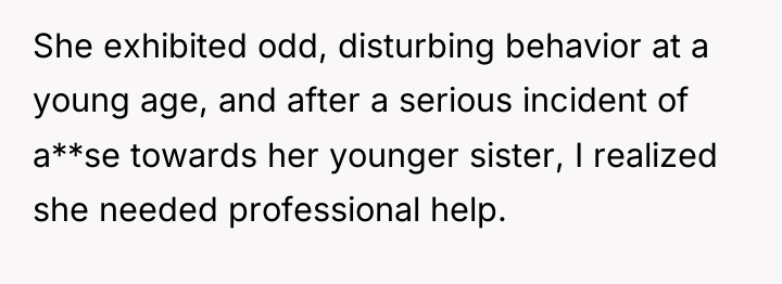 She exhibited odd, disturbing behavior at a young age, and...