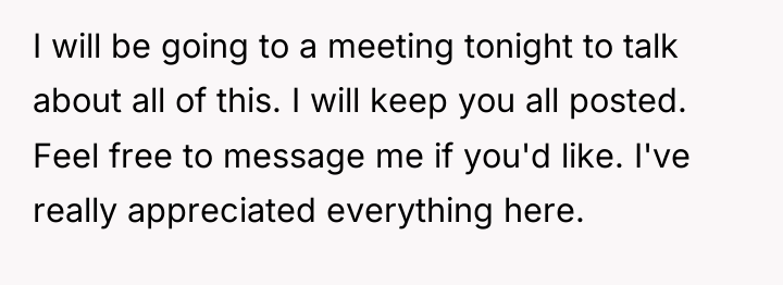 I will be going to a meeting tonight to talk...