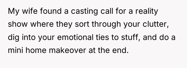 My wife found a casting call for a reality show...