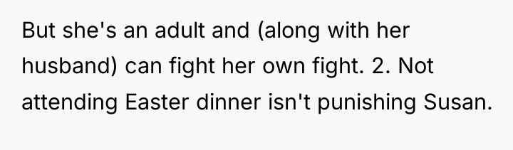 But she's an adult and (along with her husband) can...