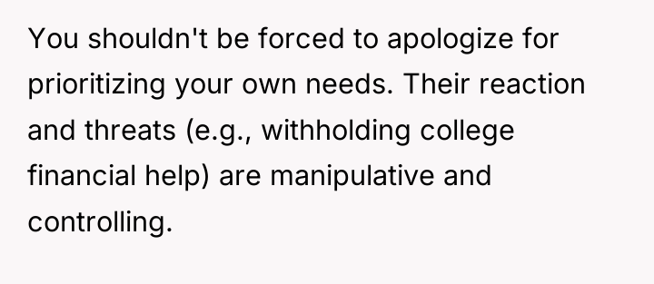 You shouldn't be forced to apologize for prioritizing your own...