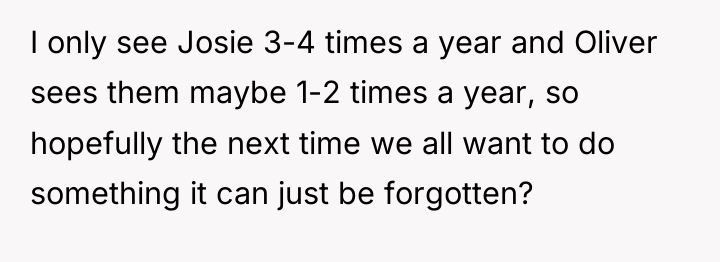 I only see Josie 3-4 times a year and Oliver...
