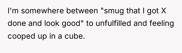 I'm somewhere between "smug that I got X done and...