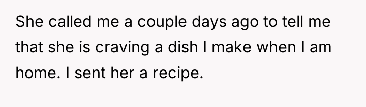 She called me a couple days ago to tell me...