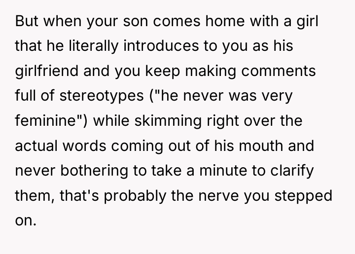 But when your son comes home with a girl that...