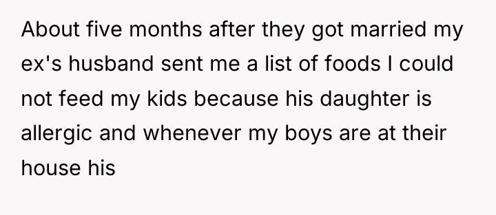 About five months after they got married my ex's husband...