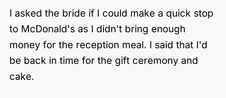 I asked the bride if I could make a quick...