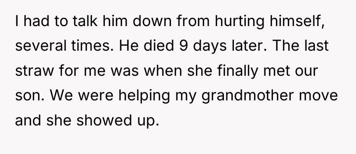I had to talk him down from hurting himself, several...