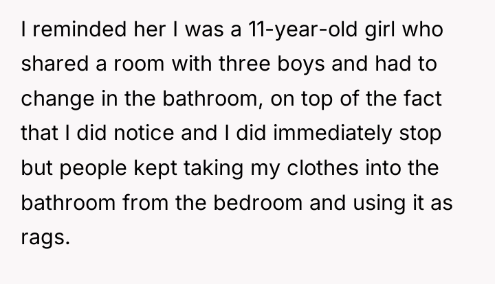 I reminded her I was a 11-year-old girl who shared...