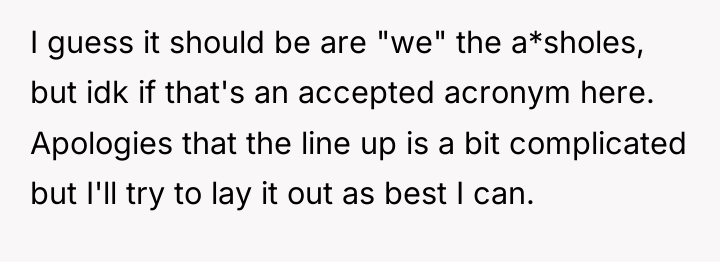 I guess it should be are "we" the a*sholes, but...