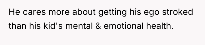 He cares more about getting his ego stroked than his...