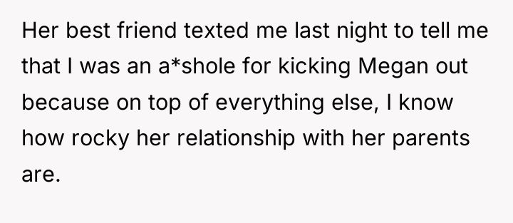 Her best friend texted me last night to tell me...
