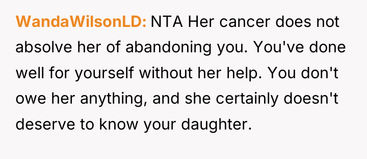 WandaWilsonLD NTA Her cancer does not absolve her of abandoning...
