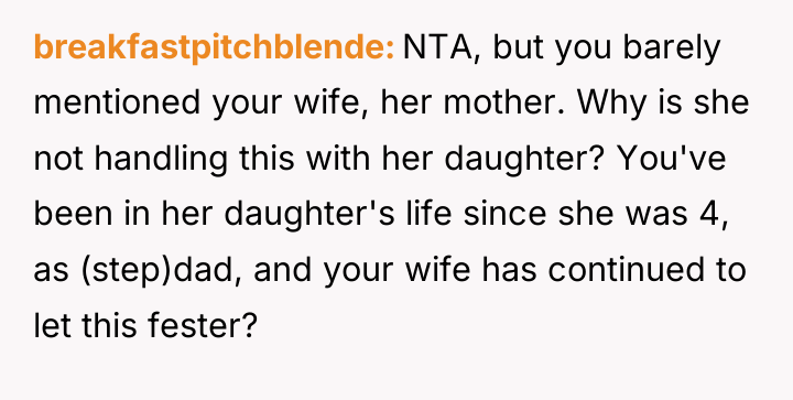 breakfastpitchblende NTA, but you barely mentioned your wife, her mother....