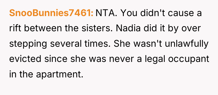 SnooBunnies7461 NTA. You didn't cause a rift between the sisters....