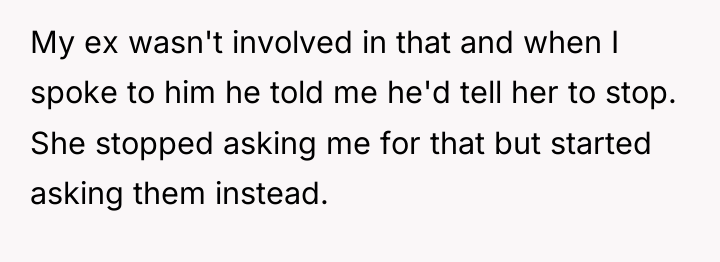 My ex wasn't involved in that and when I spoke...