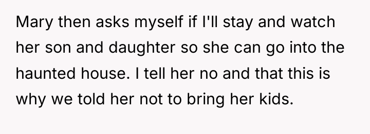Mary then asks myself if I'll stay and watch her...