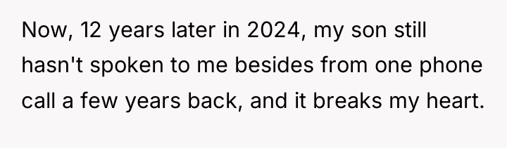 Now, 12 years later in 2024, my son still hasn't...